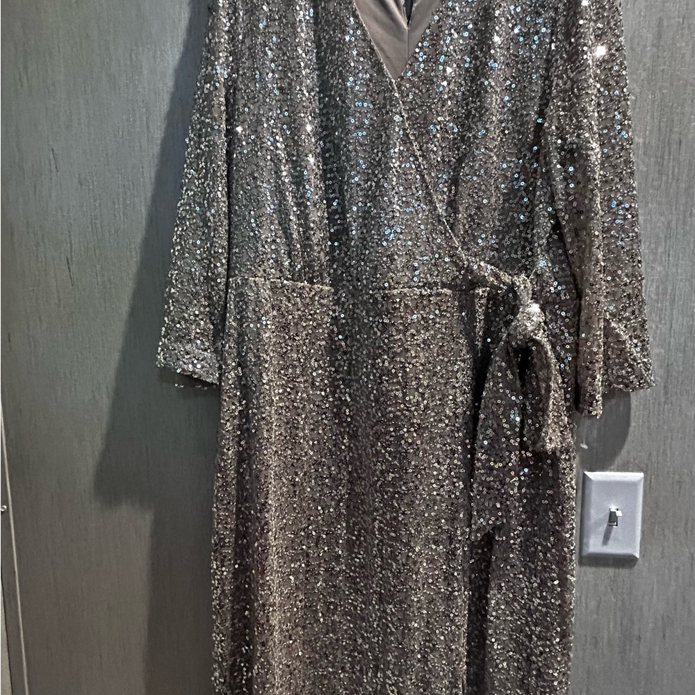 Anne Klein Silver Sequin Dress
